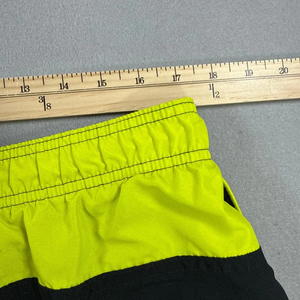 Nike Swim Trunks Mens L Black Neon Yellow Volt Board Shorts Swimwear Mesh‎ Lined